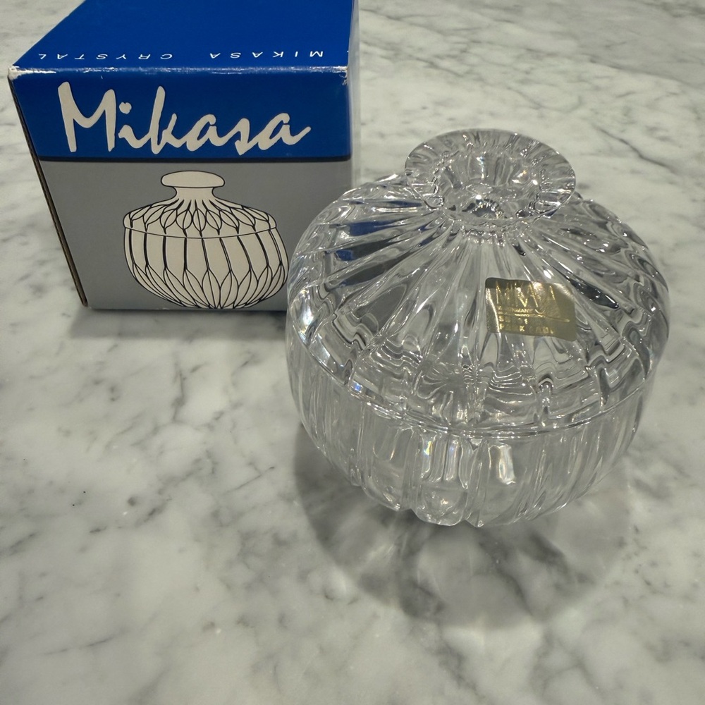 Mikasa Clear Crystal Lidded Decorative Jar